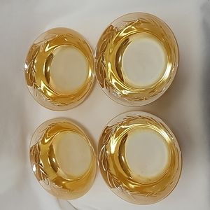 Vintage Fire King Peach Luster Fruit Dessert Bowls, set of 4